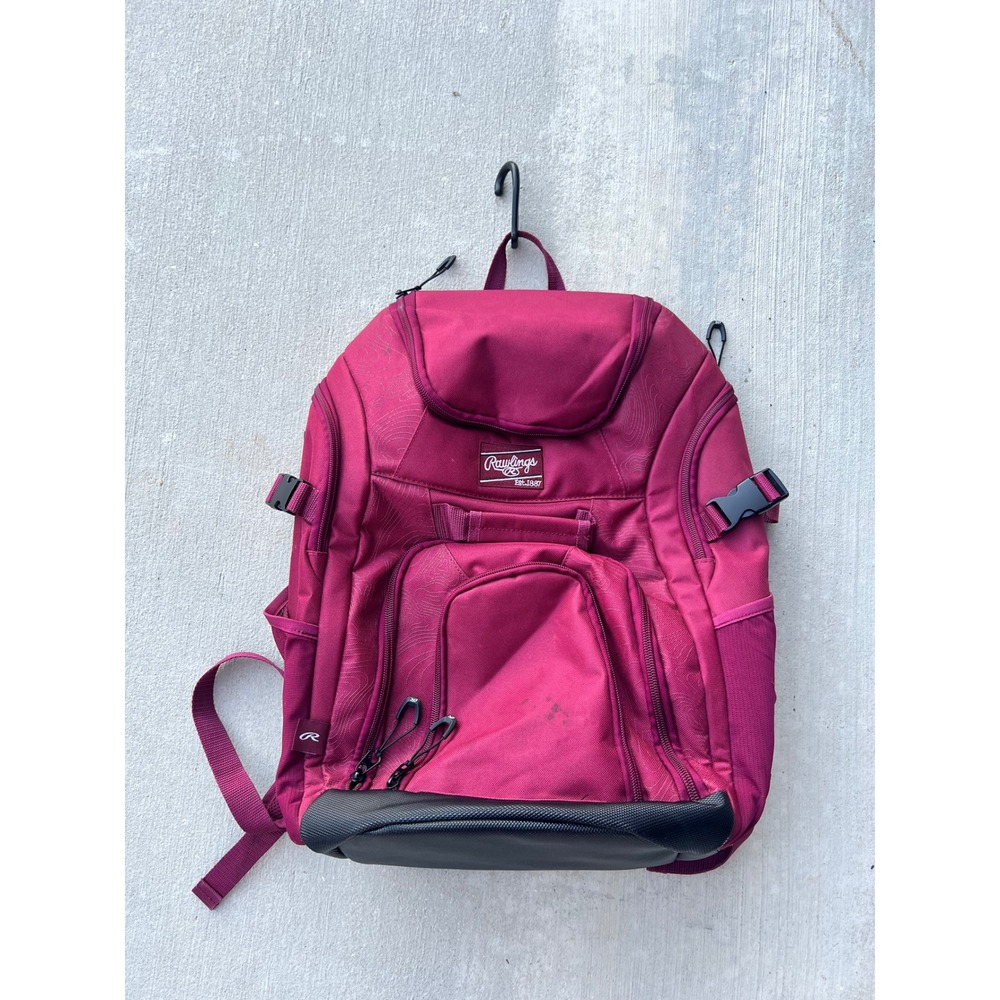 Rawlings Franchise 2 Series Baseball Softball Player Backpack Maroon Red Bag
